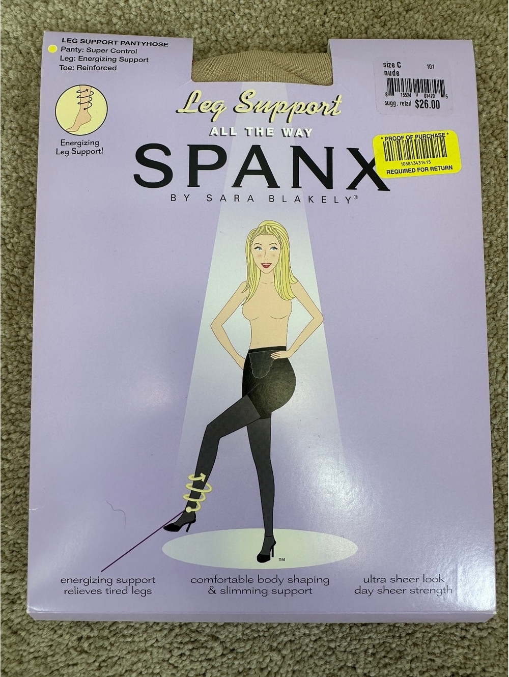 Spanx Size C Nude Leg Support All The Way Super Control New Reinforced Toe
